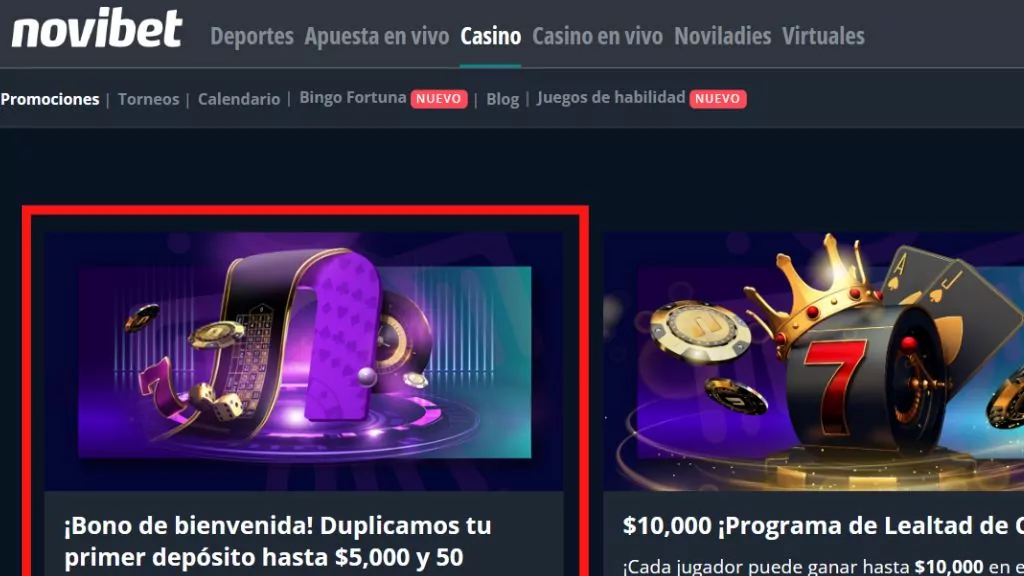 Reseña del bono de bienvenida en casino de Novibet México